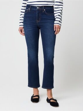 J. Crew| Dark Blue Stretch Denim Cropped 26” Mid-Rise Jeans Sz 32